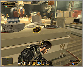 Stand by the closest cover and take a look at 3 terrorists behavior - (8) Peaceful option: Securing the assembly lab - Lab 2 - Securing Sarifs Manufacturing Plant - Deus Ex: Human Revolution Game Guide
