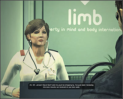 After you enter the main clinic gate, the game will start a conversation with doctor Vera Marcovic - (2) Talking to doctor Marcovic - Visiting the L.I.M.B. Clinic - Deus Ex: Human Revolution Game Guide