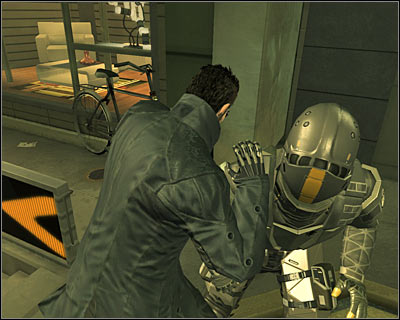 I wouldnt recommend trying to defeat enemy soldiers in melee combat, because it would be very risky - (3) Aggressive solution: Entering the Hengsha Court Gardens building - Hunting the Hacker - Deus Ex: Human Revolution Game Guide