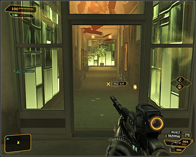 Make sure that youve dealt with the nearest guards and then carefully approach a small square located in front of Hengsha Court Gardens - (3) Aggressive solution: Entering the Hengsha Court Gardens building - Hunting the Hacker - Deus Ex: Human Revolution Game Guide