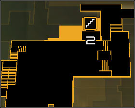 Map legend: 1 - Main entrance to the Hung Hua hotel (level 2); 2 - Entrance to the Hung Hua hotel located on the roof (level 3) - (6) Getting inside the Hive nightclub - Hunting the Hacker - Deus Ex: Human Revolution Game Guide