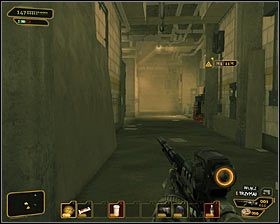 Make sure to take cover behind the left wall after arriving in the basement, because theres a security camera to the west from here - (6) Getting inside the Hive nightclub - Hunting the Hacker - Deus Ex: Human Revolution Game Guide