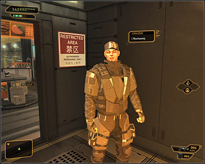 If you want to play aggressively you should begin by getting rid of the guard Kim - (4) Aggressive solution: Travelling through the cryo-sterilization room - Searching for Proof - Deus Ex: Human Revolution Game Guide