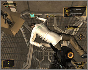 After youve travelled through the shaft you should end up on a small balcony located above the dead scientist you may have seen before #1 - (6) Reaching the second elevator - Searching for Proof - Deus Ex: Human Revolution Game Guide