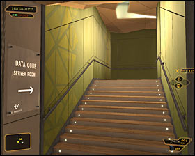 Return to the stairs youve used to reach the upper balconies and this time head west #1 - (7) Peaceful solution: Travelling through the laboratories - Searching for Proof - Deus Ex: Human Revolution Game Guide