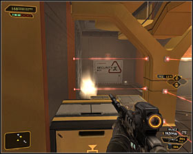 Take your time to locate a security camera #1, because youll have to think about avoiding it from now on - (9) Heading through the laser room - Searching for Proof - Deus Ex: Human Revolution Game Guide