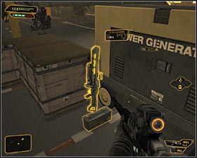 If you dont have any EMP grenades in your inventory youll have to use a good weapon or find one - (5) Aggressive solution: Opening the hangar door - Entering the Dragons Lair - Deus Ex: Human Revolution Game Guide