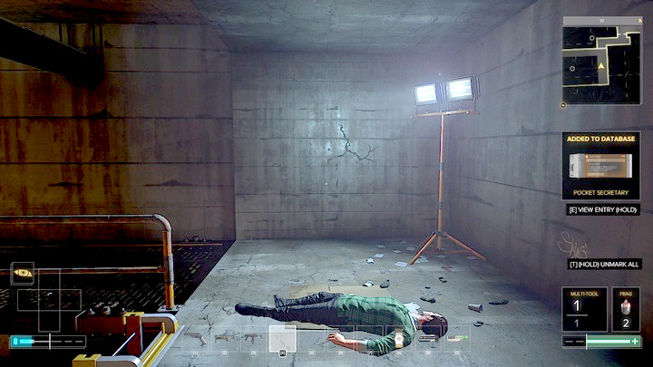 The entrance to the bank behind the small room in the sewers, behind the machine room. - Map of the garage in the northern Prague - M14 - Maps - Deus Ex: Mankind Divided Game Guide