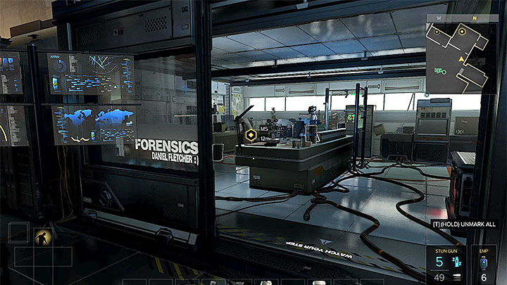 Smiley is in a lab in TF29s headquarters - Claiming Jurisdiction - main quest - Main quests - Deus Ex: Mankind Divided Game Guide