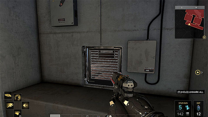 Open the grate to enter a small office near the main lobby - Hunting Down the Final Clues - main quest - Prague (third visit) | Quests and maps - Deus Ex: Mankind Divided Game Guide