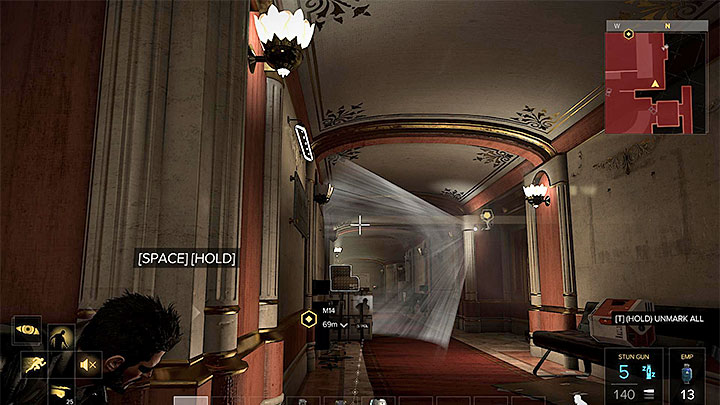 The camera is the main nuisance in the eastern corridor - Hunting Down the Final Clues - main quest - Prague (third visit) | Quests and maps - Deus Ex: Mankind Divided Game Guide