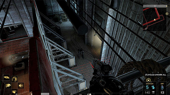 There is a robot and laser barriers behind the curtains - Hunting Down the Final Clues - main quest - Prague (third visit) | Quests and maps - Deus Ex: Mankind Divided Game Guide