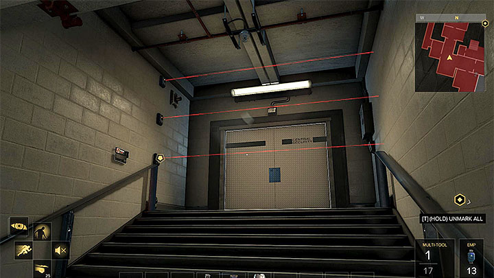 Turn off the newly encountered laser barrier and open the door, or go through the side rooms - Securing the Convention Centre - main quest - Apex Convention Centre | Quests and maps - Deus Ex: Mankind Divided Game Guide
