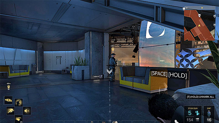 The fifth guard can be found by the railing - Securing the Convention Centre - main quest - Apex Convention Centre | Quests and maps - Deus Ex: Mankind Divided Game Guide