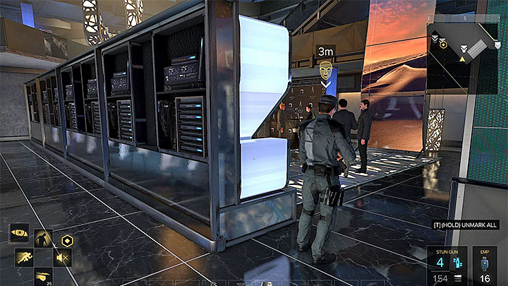 Attack the guard from behind when he stops by the huge S letter - Securing the Convention Centre - main quest - Apex Convention Centre | Quests and maps - Deus Ex: Mankind Divided Game Guide