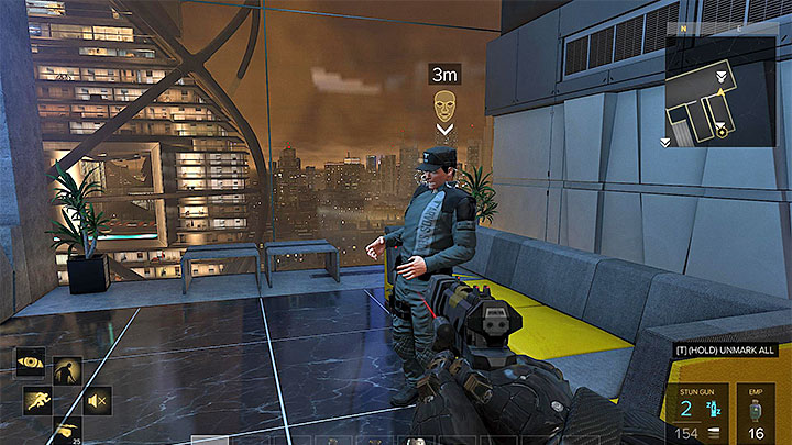 The guard is near the toilets - once you get rid of him, drag his body to womens toilet - Securing the Convention Centre - main quest - Apex Convention Centre | Quests and maps - Deus Ex: Mankind Divided Game Guide