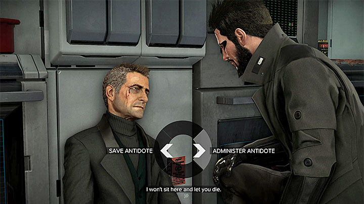 You can use the antidote on Miller - Securing the Convention Centre - main quest - Apex Convention Centre | Quests and maps - Deus Ex: Mankind Divided Game Guide