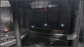 Test yourself in Combat Adjudicator (you have to reach SSS level) and activate the blue glowing machine - Mission 11: The Ninth Circle - Missions - Devil May Cry 4 (PC) - Game Guide and Walkthrough