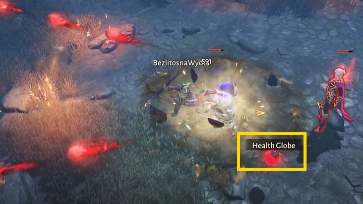 The second, quite effective method of replenishing Health is finding Health Globe - red orbs that drop from strong enemies and bosses during combat and allow you to regain a lot of Health immediately upon collecting them - Diablo Immortal: Healing, resurrecting, death - Basics - Diablo Immortal Guide