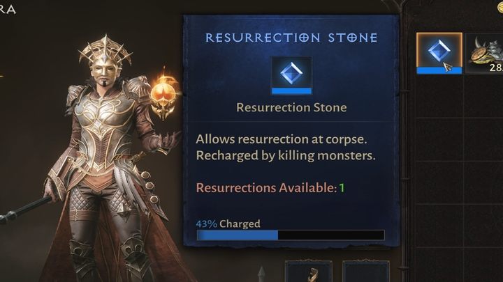 You can use it only once over a certain period of time - the number of monsters defeated charges the stone's cooldown - Diablo Immortal: Healing, resurrecting, death - Basics - Diablo Immortal Guide