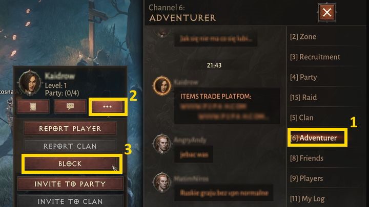 When opening the chat window, as if you want to write a message ( Enter on your keyboard), you can click on the chat field - Diablo Immortal: Chat - how to block and report players? - Game mechanics and information - Diablo Immortal Guide