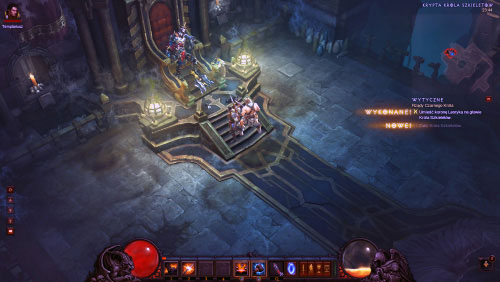 Head up the stairs and approach the throne where the kings body can be found - Reign of the Black King - Quests - Diablo III Game Guide