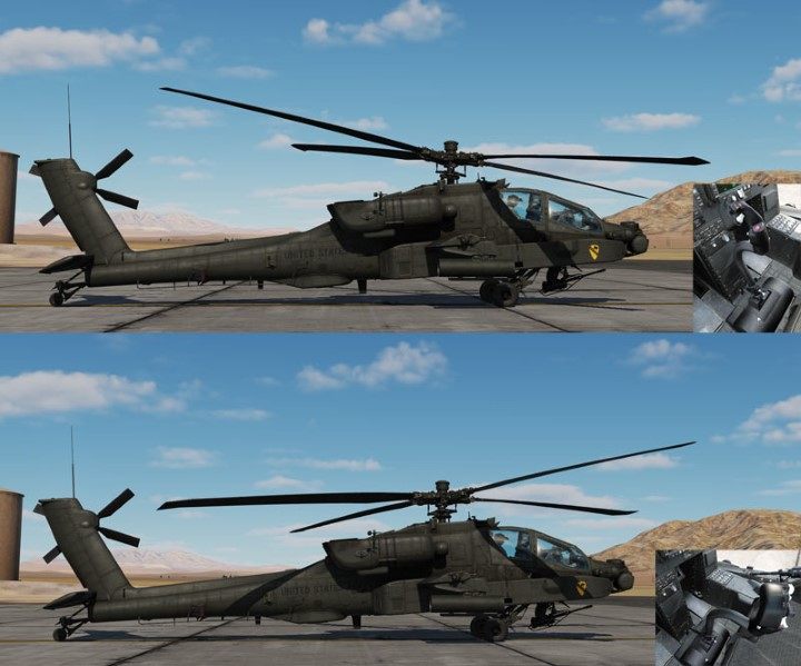 Movements with Cyclic stick change the position of the entire rotor structure, which makes the helicopter fly forward, backward, or turn sideways - DCS AH-64D Apache: How to fly helicopter? - Basics - DCS AH-64 Apache Guide