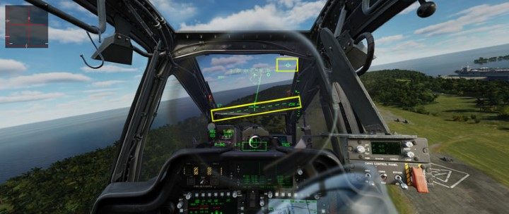 Press Symbology Select Up to turn on the "Transition" mode for HUD when your speed is above 6 knots and the acceleration indicator reaches the HUD's limit - DCS AH-64D Apache: How to fly helicopter? - Basics - DCS AH-64 Apache Guide