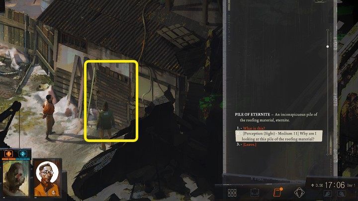 Head to the yard next to Whirling-in-Rags - Disco Elysium: The Missing Insects Case - walkthrough - Cryptozoologists - Disco Elysium Guide