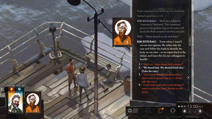 During examination, you'll find a library card - Disco Elysium: Dead body on the boardwalk - walkthrough - Second crime scene - Disco Elysium Guide