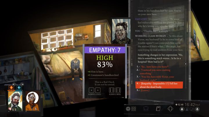 Knock on the door - you'll be let in - and talk to Billie - Working Class Woman - Disco Elysium: Dead body on the boardwalk - walkthrough - Second crime scene - Disco Elysium Guide