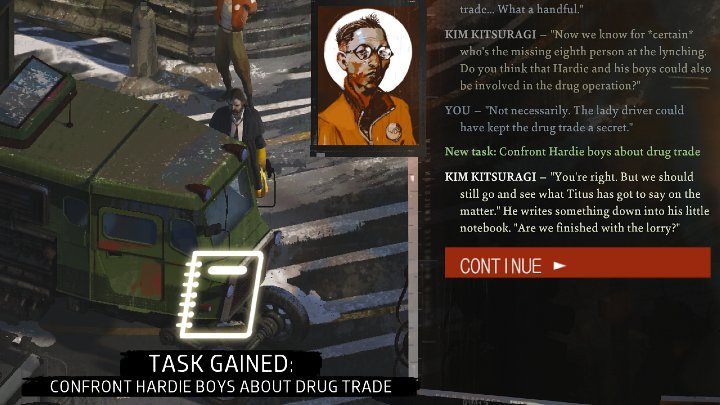You will receive the quest during the task for Joyce: The Jam Mystery - Disco Elysium: Confront Hardie boys about drug trade - walkthrough - Union - Disco Elysium Guide
