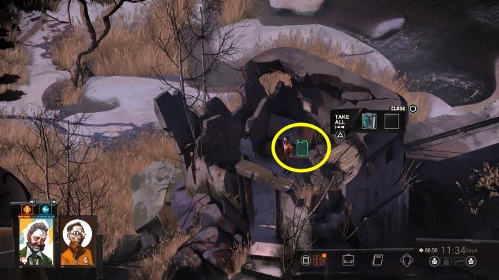Leave the bunker through the southern exit (found next to the inactive console) and find a way leading north - Disco Elysium: Find fuel for the generator - walkthrough - Ruby and the shooter - Disco Elysium Guide