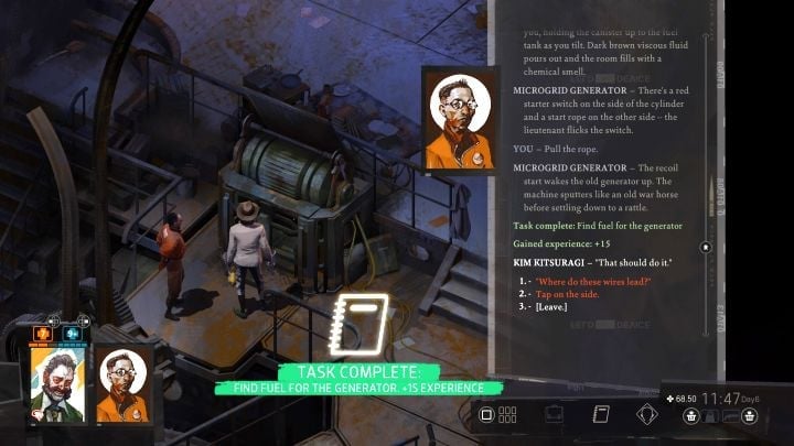 Go back to the anti-aircraft tower and find the generator marked in the screenshot above - this is the northern part of the bunker's interior - Disco Elysium: Find fuel for the generator - walkthrough - Ruby and the shooter - Disco Elysium Guide