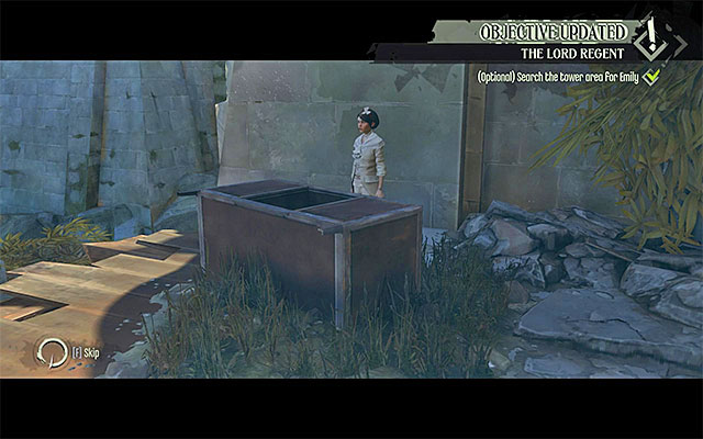 To find the girl, go towards her tower and examine its foot, thanks to which you will bump into Emily - Meeting with the Loyalists - The Hound Pits Pub #6 - Dishonored - Game Guide and Walkthrough
