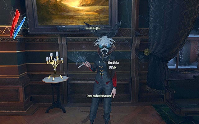 Variant 1) Safer and more time consuming, but, at the same time, assumes remaining on the ground floor - Identifying the target - Mission 5 - Lady Boyles Last Party - Dishonored - Game Guide and Walkthrough