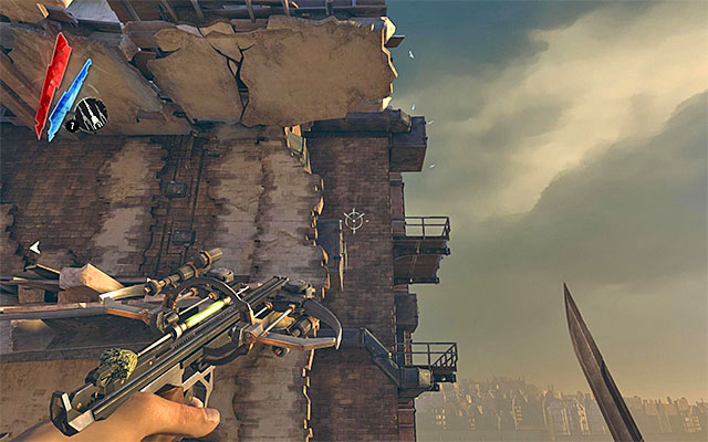 Unfortunately, you cannot use the stairs to reach the upper floors of the building with the liberated civilians in it, because it is blocked - Exploring the neighborhood of Sokolov's apartment - Mission 4 - The Royal Physician - Dishonored - Game Guide and Walkthrough