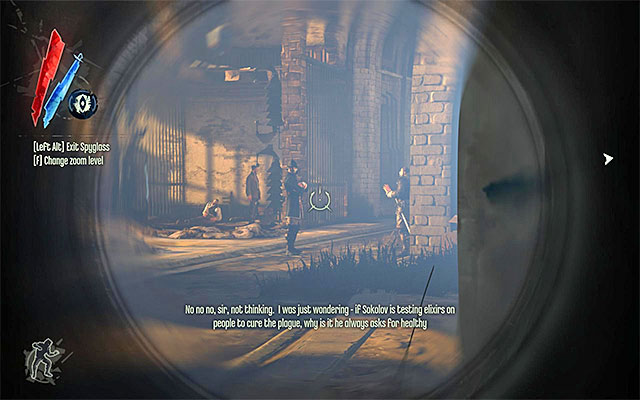 The district that Sokolov's apartment is located in is quite vast, but you'd better not neglect to explore it thoroughly, because you may find many valuable items here - Exploring the neighborhood of Sokolov's apartment - Mission 4 - The Royal Physician - Dishonored - Game Guide and Walkthrough