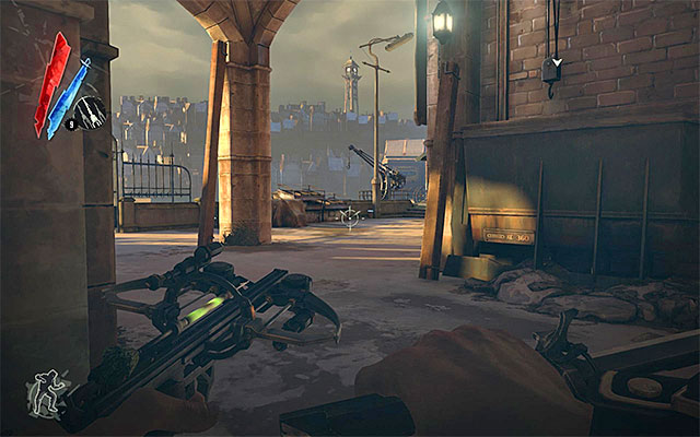 The circumstances of reaching the drawbridge depend on whether you explored Pratchett's apartment and the neighboring apartments, because there is a fair chance that you have already got into the area of your current destination point - Reaching the drawbridge - Mission 4 - The Royal Physician - Dishonored - Game Guide and Walkthrough