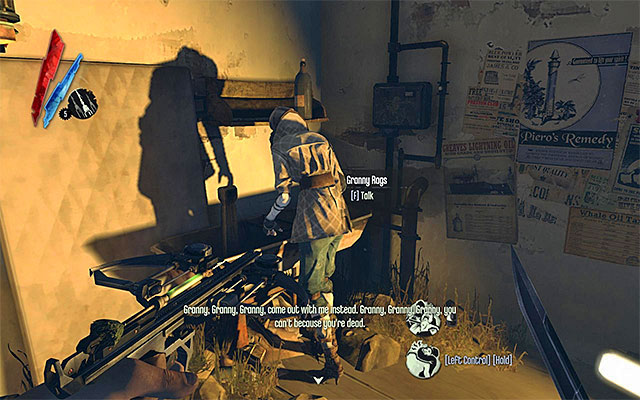 Start exploring Granny's house to find there food, gold, sleeping bolts, Pieroas spiritual remedy and a rune hidden in the basement - Exploring the area near the first Wall of Light - Mission 2 - High Overseer Campbell - Dishonored - Game Guide and Walkthrough