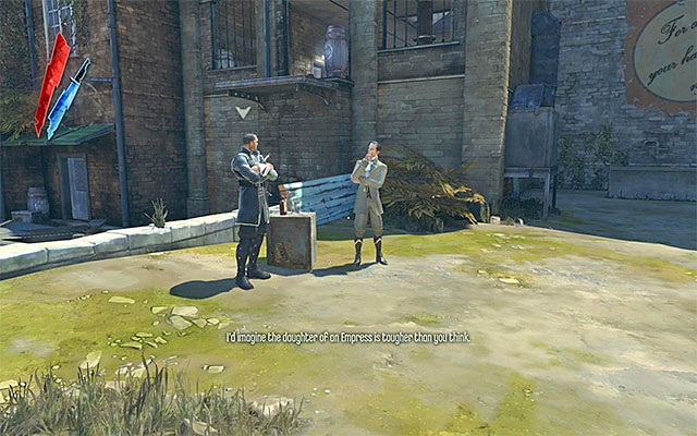 I strongly recommend taking a look around the pub and its surroundings, because there are new items to find there (gold, books, audiographs etc - Meeting with the Loyalists - The Hound Pits Pub #3 - Dishonored - Game Guide and Walkthrough