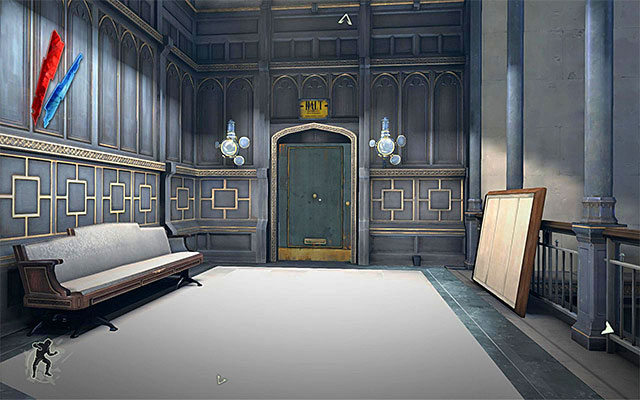 The best way to reach the second floor, if you want to remain hidden, is to go to the abovementioned, separate staircase located in the south-eastern part of the first floor - Exploring the Dunwall Tower First Floor - Mission 6 - Return to the Tower - Dishonored - Game Guide and Walkthrough