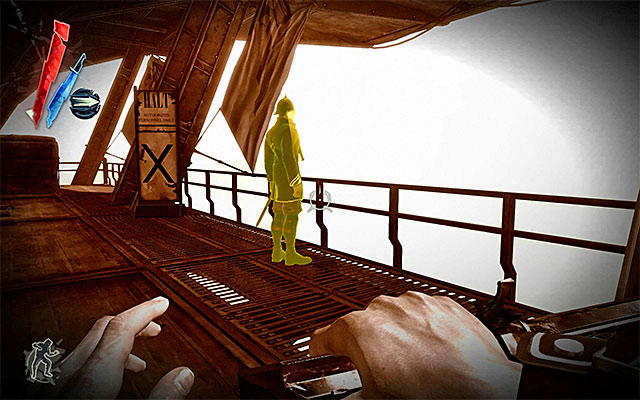 There is only one enemy left for you to eliminate or walk around - Infiltrating the Lighthouse - Mission 9 - The Light at the End - Dishonored - Game Guide and Walkthrough