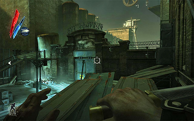 Regardless of the path you have chosen, you will reach a medium-sized square occupied by several weepers - Exploring the Greaves Refinery area - Mission 7 - The Flooded District - Dishonored - Game Guide and Walkthrough