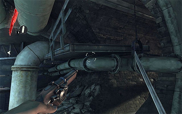 There is a larger area ahead of you and while exploring it you will have to pay attention to two traps that activate whenever either of the vertical cords is touched - Finding the supply chest in the sewers - Mission 1 - Dishonored - Dishonored - Game Guide and Walkthrough
