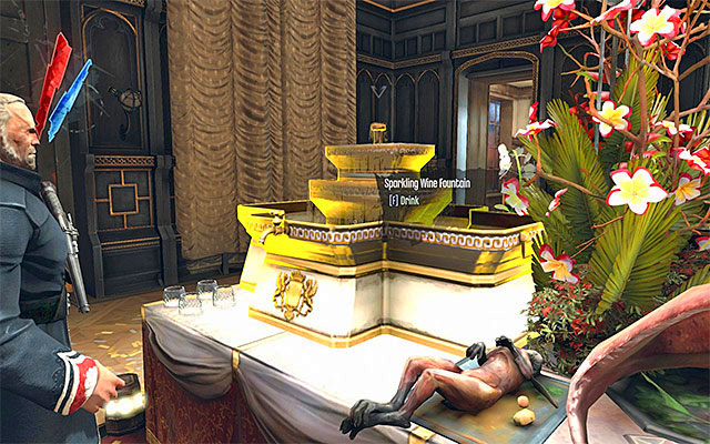 It's a good idea to eavesdrop on the conversation Miss White with Ramsey are having - Exploring the basement and the ground floor of the Estate - Mission 5 - Lady Boyles Last Party - Dishonored - Game Guide and Walkthrough