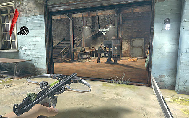 Exit the building, you'd best choose the same door that Samuel used to stand at - Meeting with the Loyalists - The Hound Pits Pub - Dishonored - Game Guide and Walkthrough