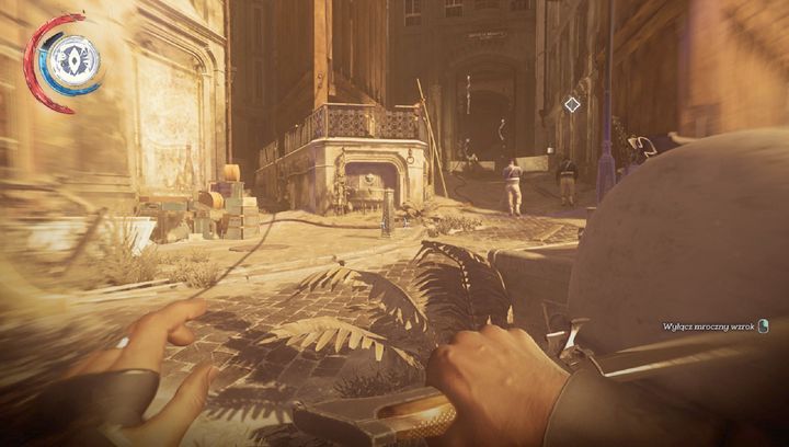 Get onto the roof on the left - Gain access to Aramis Stiltons manor | Mission 6 - Mission 6 - Dust District - Dishonored 2 Game Guide