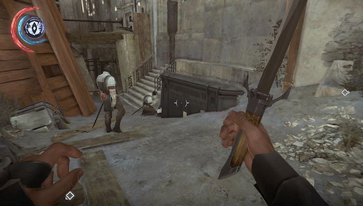 Eliminate the guards, and go forward until you reach a window by which the second trap is located. - Get Overseer Byrnes body | Mission 6 - Mission 6 - Dust District - Dishonored 2 Game Guide