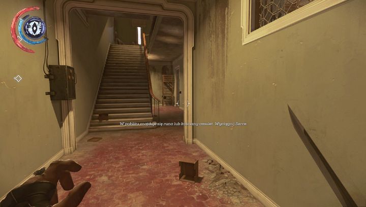 The stairs lead to the apartment, while the shop is on the right, with the backdoor found at the end of the hall. - Get Overseer Byrnes body | Mission 6 - Mission 6 - Dust District - Dishonored 2 Game Guide